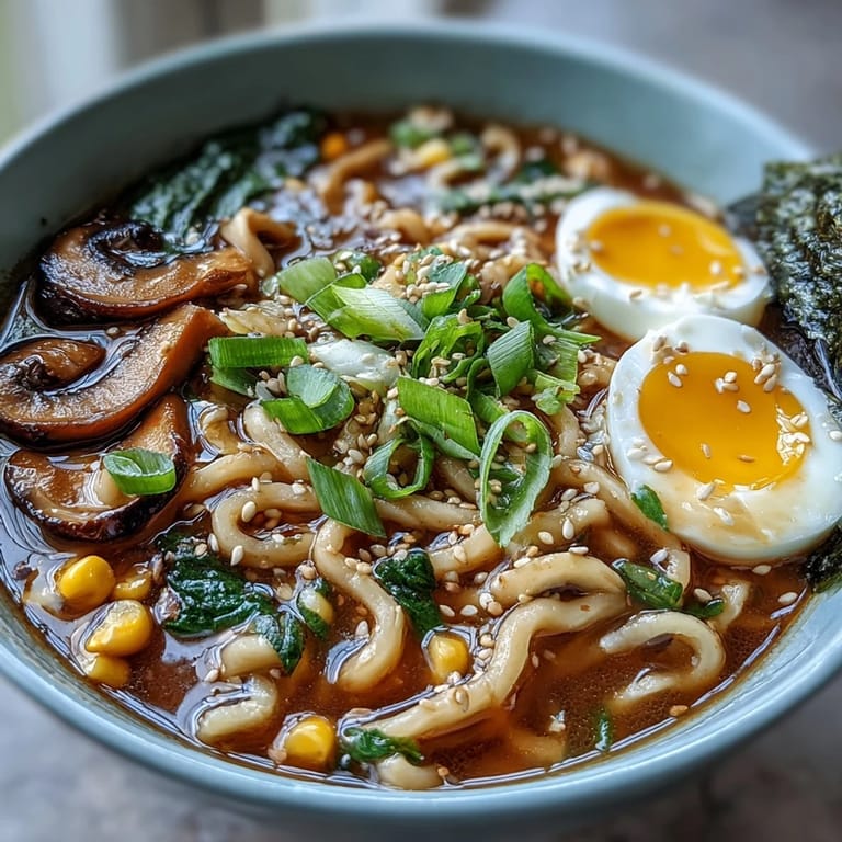 Cozy Homemade Miso Ramen, perfectly seasoned for a comforting meal.