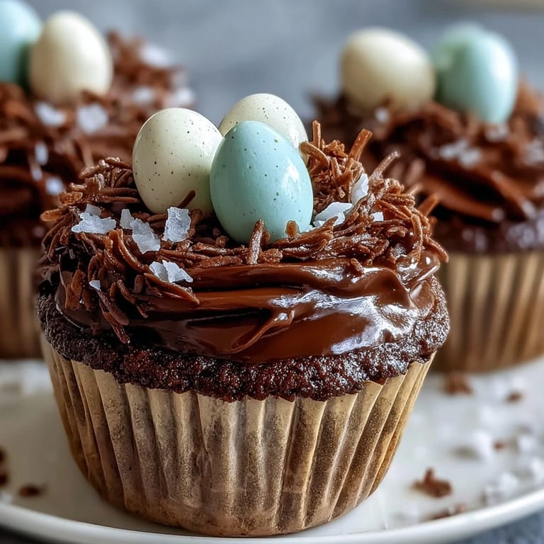 Charming Easter Nest Cupcakes, a delightful chocolate treat perfect for spring celebrations.