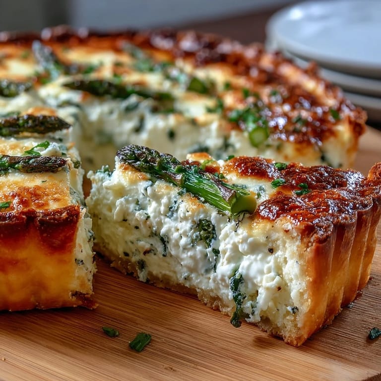Creamy Asparagus Ricotta Tart with bright lemon zest, perfect for brunch.
