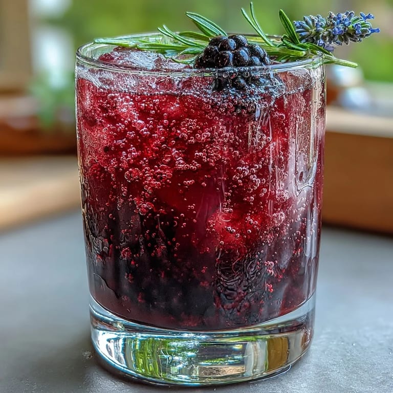 Enjoy this easy, sparkling Blackberry Lavender Lemonade Fizz with a delightful floral aroma.