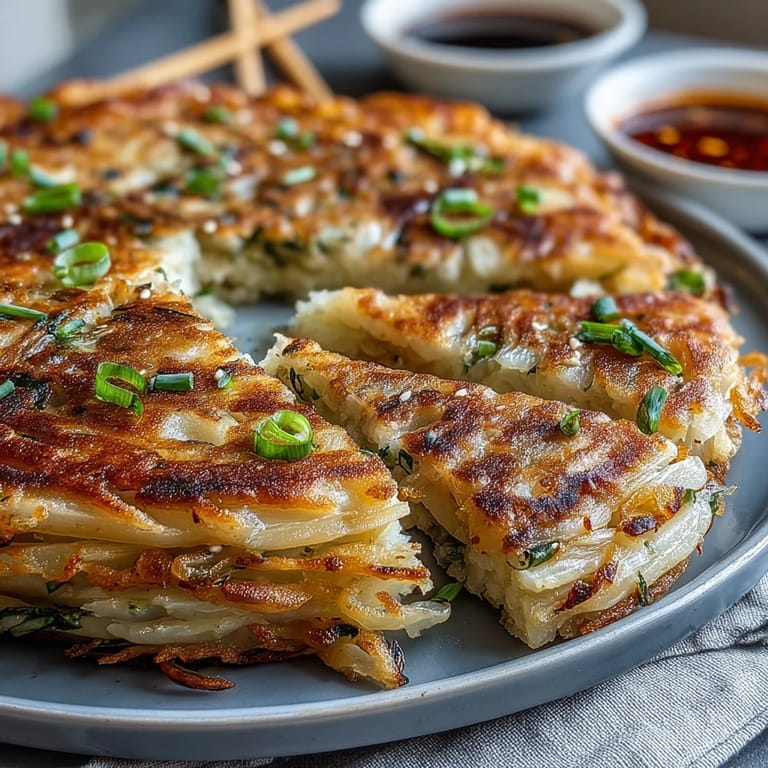 Tender, scallion-filled Spring Onion Pancakes, perfect appetizer or snack.