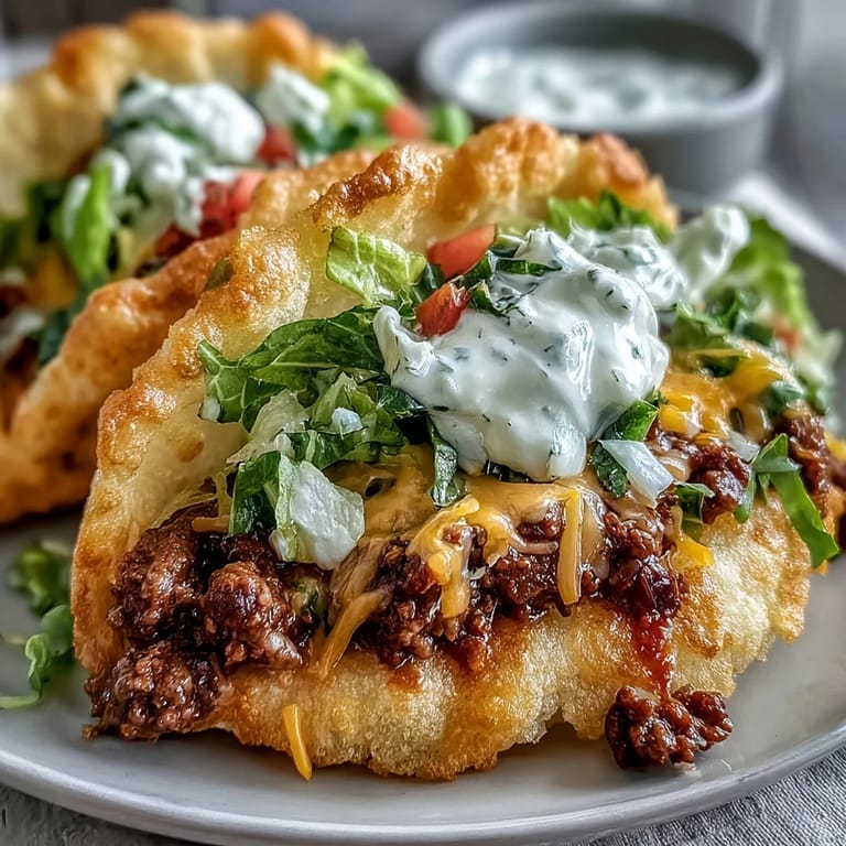Picture perfect cloud bread tacos piled high with seasoned ground beef and fresh toppings.