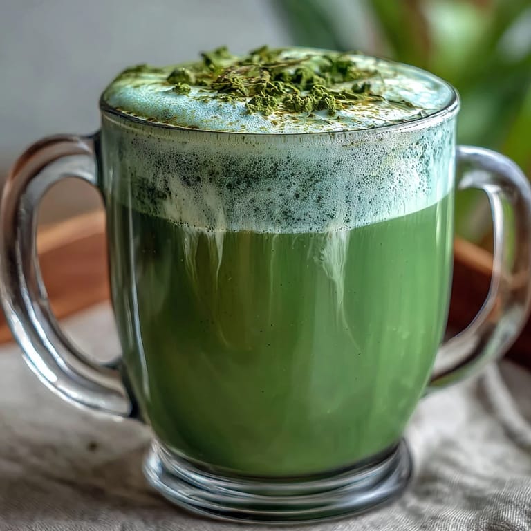 A visually appealing, dairy-free matcha oat milk latte ready to enjoy warm.